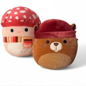 12” Squishmallows Beaver/ Malcom The Mushroom